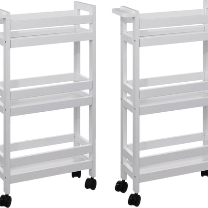 5Five Keukentrolley - 2x - 3-laags - wit - D15 x B40 x H75 cm