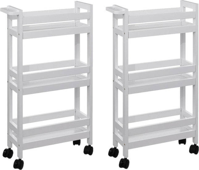 5Five Keukentrolley - 2x - 3-laags - wit - D15 x B40 x H75 cm