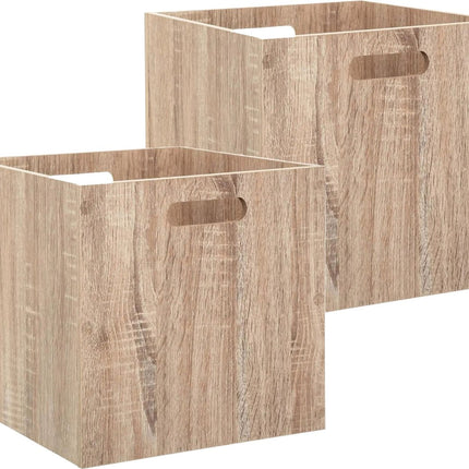 5Five Houten kistje/Opbergmand - 2x - hout - 31 x 31 x 31 cm - 29 liter - inklapbaar