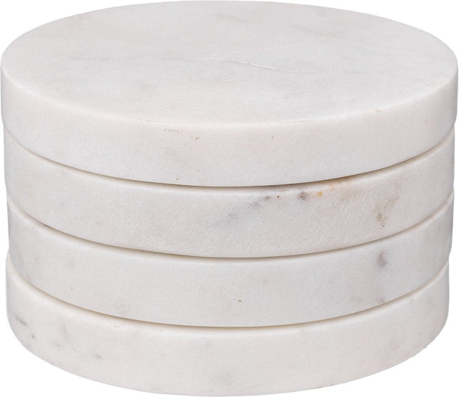 Secret de Gourmet Onderzetters voor glazen - 4 stuks - Marmer - Wit