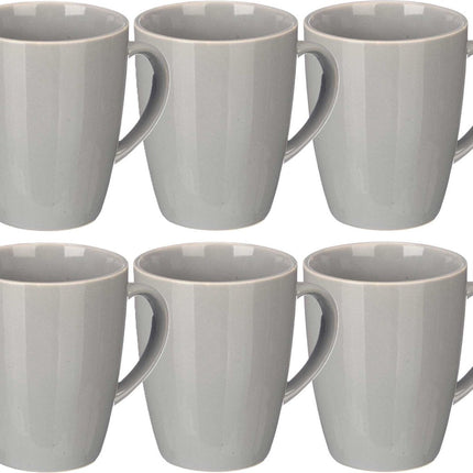 Vessia Design koffie mokken/bekers met oor - 6x stuks - grijs - keramiek - 330 ml