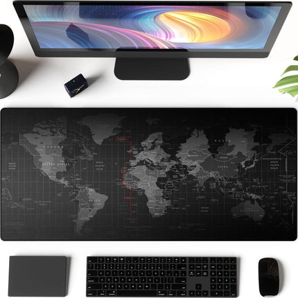 Muismat XXL - Bureau Onderlegger - Gaming Mousepad - 80x30 CM - Wereldkaart