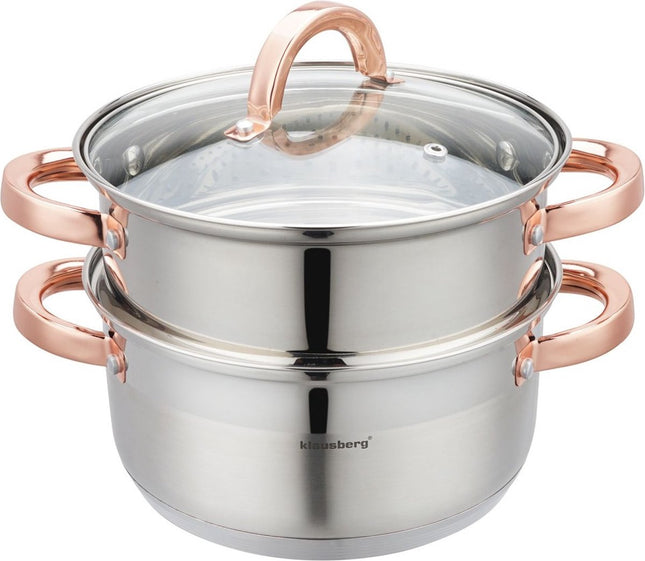 Klausberg 7728 - stoompan - 3 delig - 20 cm - rvs - alle warmtebronnen