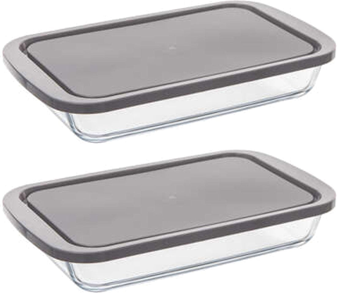 5Five Auflaufform aus Borosilikatglas mit Deckel – 2er-Set – rechteckig – 1,6 Liter – 29 x 18 x 5 cm