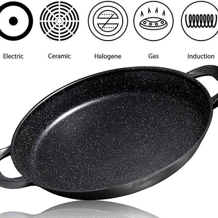CUILINA Paella pan – Duitse GREBLON antiaanbaklaag Marmer coating - 36 cm- voor Inductie en alle warmtebronnen