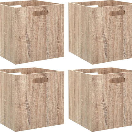 5Five Opberg/kast mand - 4x - lichtbruin - MDF hout - 29L - 31 x 31 x 31 cm - Opbergmanden/kisten