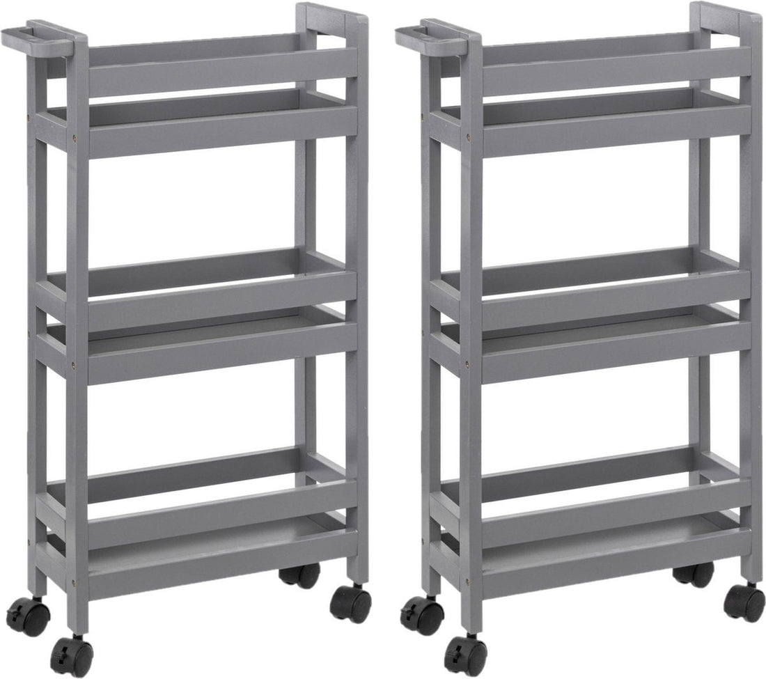 5Five Küchenwagen - 2x - 3-stöckig - Betongrau - T15 x B40 x H75 cm