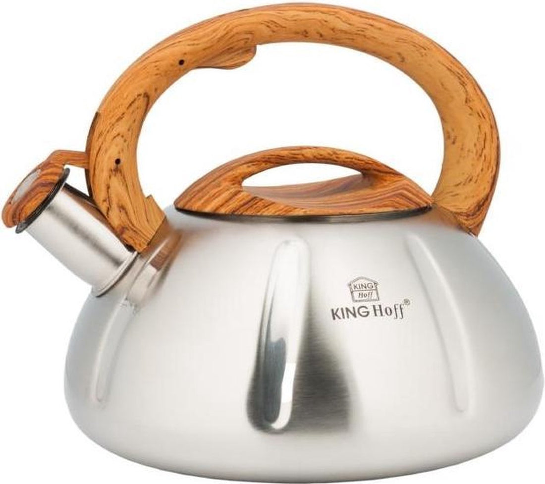 Kinghoff 3291 - Fluitketel - houten handvat- RVS - 3 liter