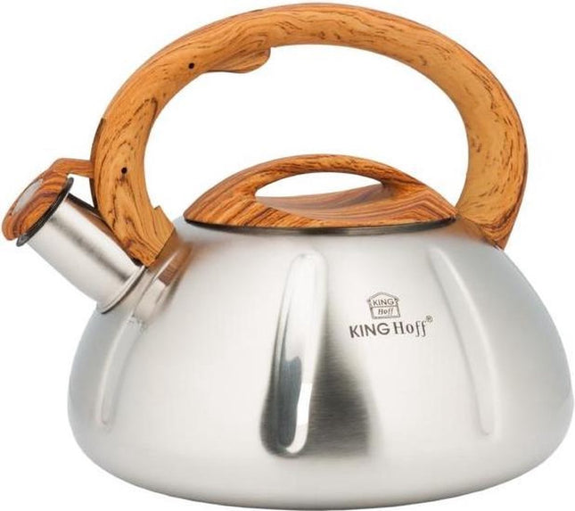 Kinghoff 3291 - Fluitketel - houten handvat- RVS - 3 liter
