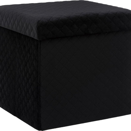 Atmosphera Poef/hocker/voetenbankje - opbergbox - fluweel zwart - PO/MDF - 31 x 31 x 31 cm - opvouwbaar