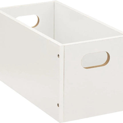 5five Opbergmand/kastmand van hout - wit - 7 Liter - 31 x 15 x 15 cm - Opbergboxen - Vakkenkast manden
