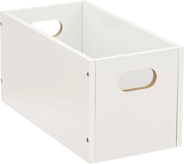5five Opbergmand/kastmand van hout - wit - 7 Liter - 31 x 15 x 15 cm - Opbergboxen - Vakkenkast manden