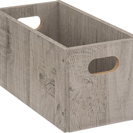 5five Opbergmand/kastmand van hout - grijs - 7 Liter - 31 x 15 x 15 cm - Opbergboxen - Vakkenkast manden