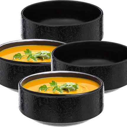 Secret de Gourmet Soepkommen/schaaltje - 6x - Loft - keramiek - D15 x H7 cm - antraciet - Stapelbaar
