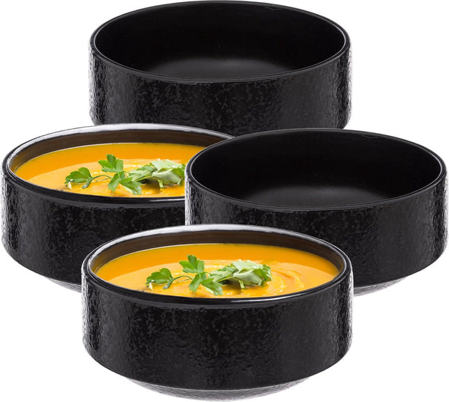 Secret de Gourmet Soepkommen/schaaltje - 6x - Loft - keramiek - D15 x H7 cm - antraciet - Stapelbaar