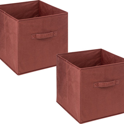 5Five Opbergmand/kastmandje - 4x stuks - Bordeaux rood - 31 x 31 x 31 cm - 29 liter - Vakkenkast manden - Stof met versterkte bodem - Opvouwbaar