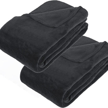 Atmosphera Grote Fleece bank deken/fleece plaid - 2x - antraciet - 180 x 230 cm - polyester