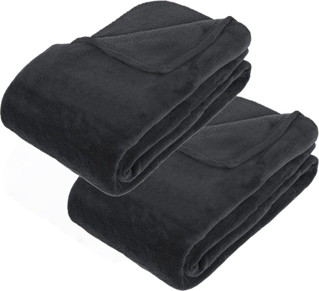 Atmosphera Grande couverture polaire/plaid polaire – 2x – anthracite – 180 x 230 cm – polyester