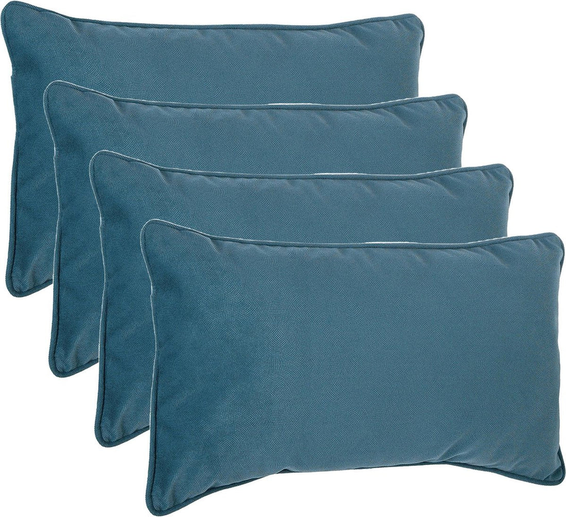 Atmosphera Sofa/decorative cushions for living room Sophia - 4x pieces - 30 x 50 cm - Blue - polyester - with zipper