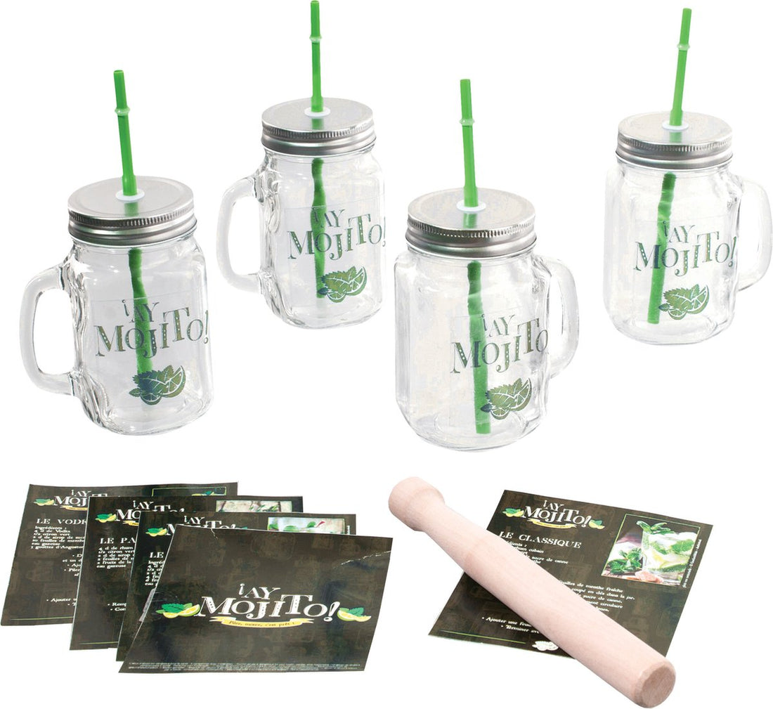 Secret de Gourmet Luxus Mojito Gläser Set – 4er-Set – mit Zubehör – 500 ml – Cocktailgläser