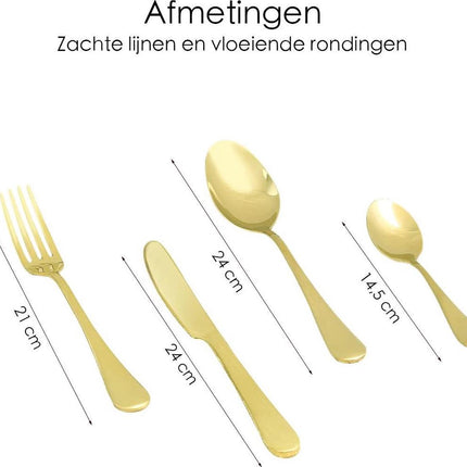 Goudkleur  bestekset 24-delig - Bestek Voor 6 Personen