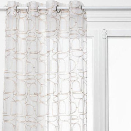 Atmosphera Hania Gordijn bedrukt 140x240cm - Kant en klaar met ringen - Beige