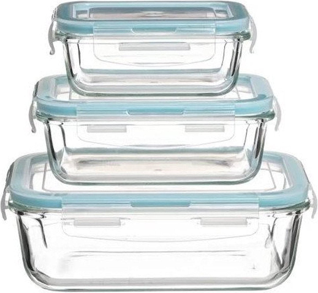 Set van 3 glazen lunchboxen – ovenvaste bewaarbakjes met deksel