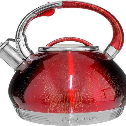 EDËNBËRG EB-1927 Luxe Fluitketel - 3.5 liter - originele RVS fluitketel - rood - Voorzien Van 7-Laags Bodem!