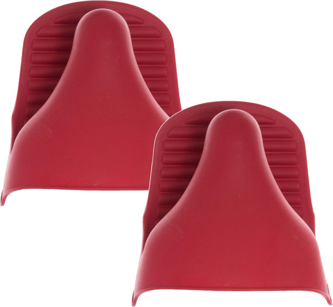 Set aus 2 Stück Silikon-Ofenhandschuh rot 9 x 12,5 cm - Topflappen - Küchenhandschuh