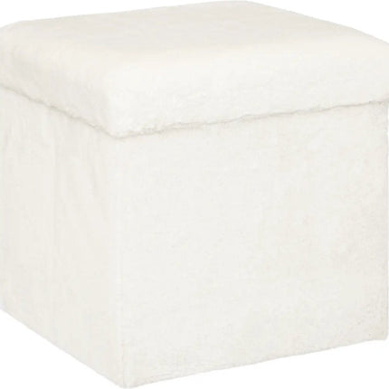 Atmosphera Poef/hocker/voetenbankje Bont - opbergbox - wit - PO/MDF - 38 x 38 x 38 cm - opvouwbaar