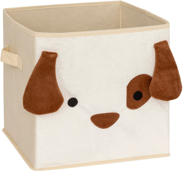 Atmosphera Kids Woef opbergdoos - 29x29x29cm - Opvouwbaar - Wit/Bruin