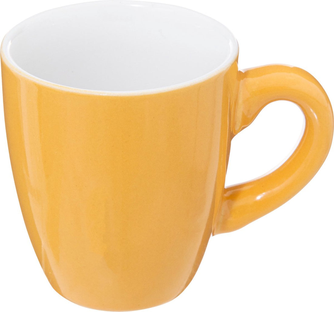 Espresso-/Kaffeetassenset – 6x – mit Bambusbrettchen – Steinguttassen – 90ml – verschiedene Farben