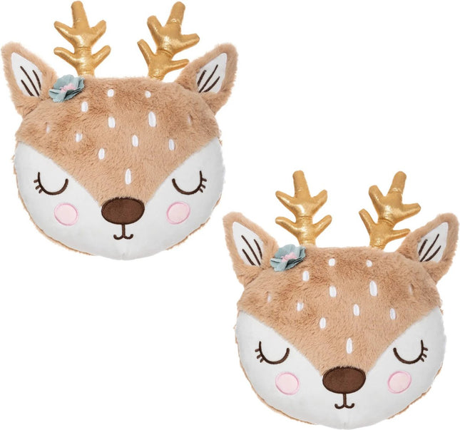Atmosphera Dieren sierkussen - 2x - kinderkamer - hertje - 31 x 38 cm - polyester