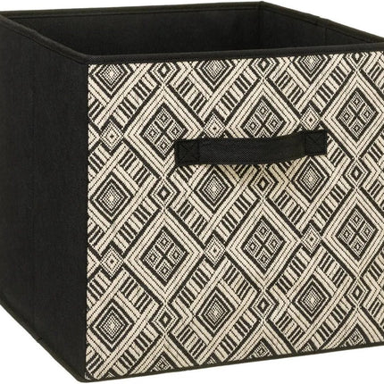 Opbergmand/kastmand 29 liter zwart/creme polyester 31 x 31 x 31 cm - Opbergboxen - Vakkenkast manden