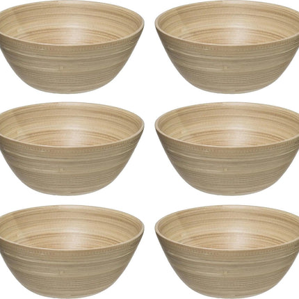 Secret de Gourmet - 6x - Slakom/serveer schaaltjes - bamboe - beige- D17 cm