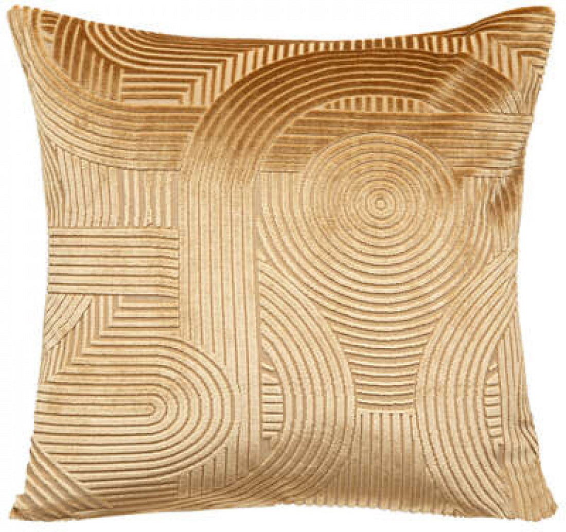 Housse de coussin décorative Fran - couleur or - velours avec motif 3D - 40 x 40 cm