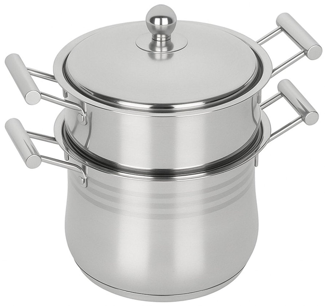 Hakal Couscoussier 8 litres - Marmite Inox pour Induction - Sans PFOA - Compatible Tous Feux - Couscoussier - Cuiseur Vapeur