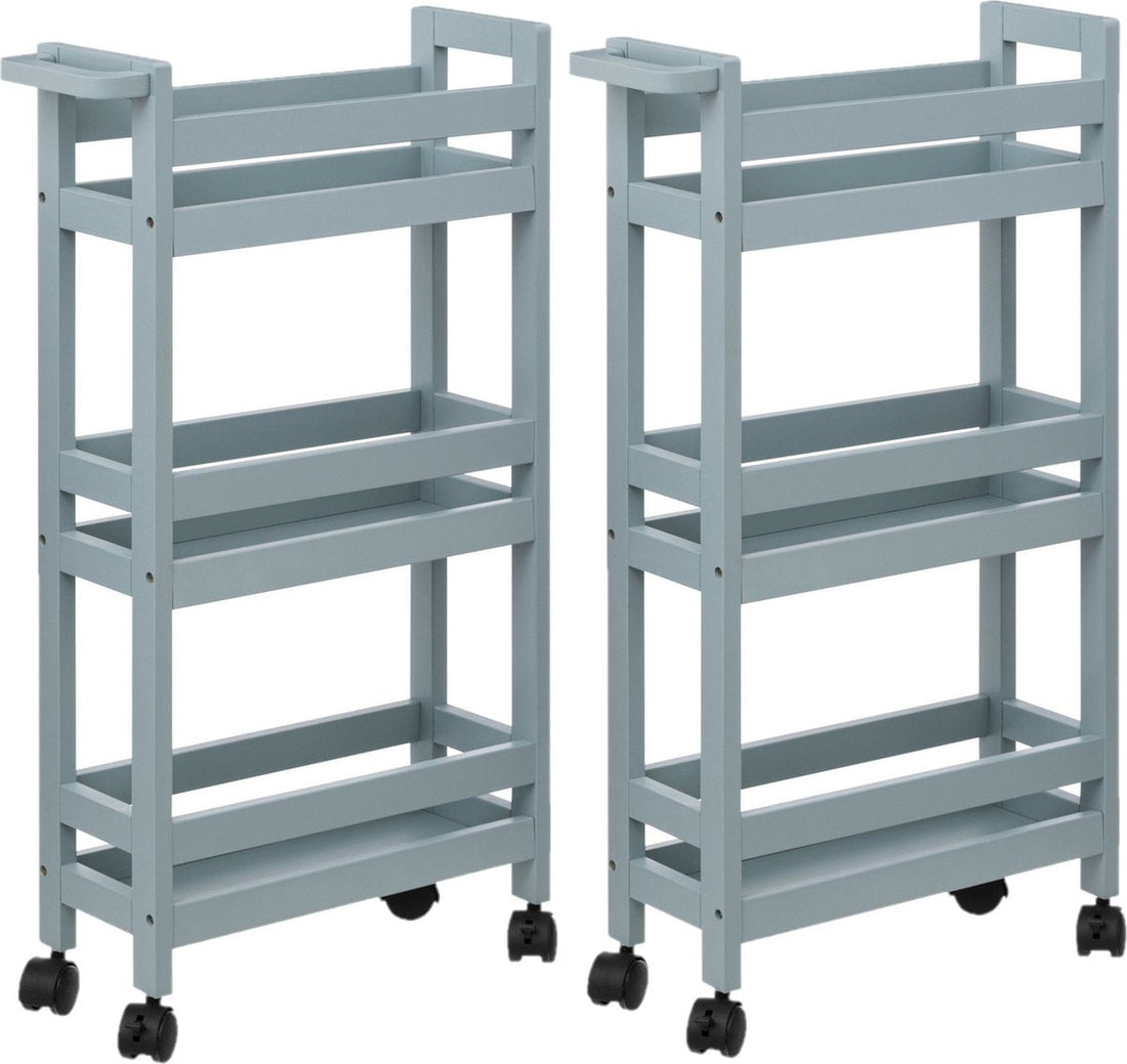 5Five Kitchen Trolley - 2x - 3-tier - ice blue - D15 x W40 x H75 cm