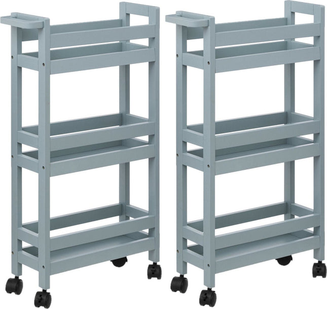 5Five Keukentrolley - 2x - 3-laags - ijsblauw - D15 x B40 x H75 cm