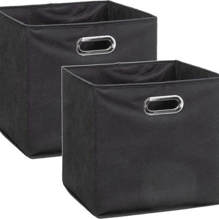 5Five Opbergmand/kastmand donkergrijs - Set van 2x stuks - linnen - 29 liter - 31 x 31 x 31 cm - Opbergbox - Vakkenkast manden