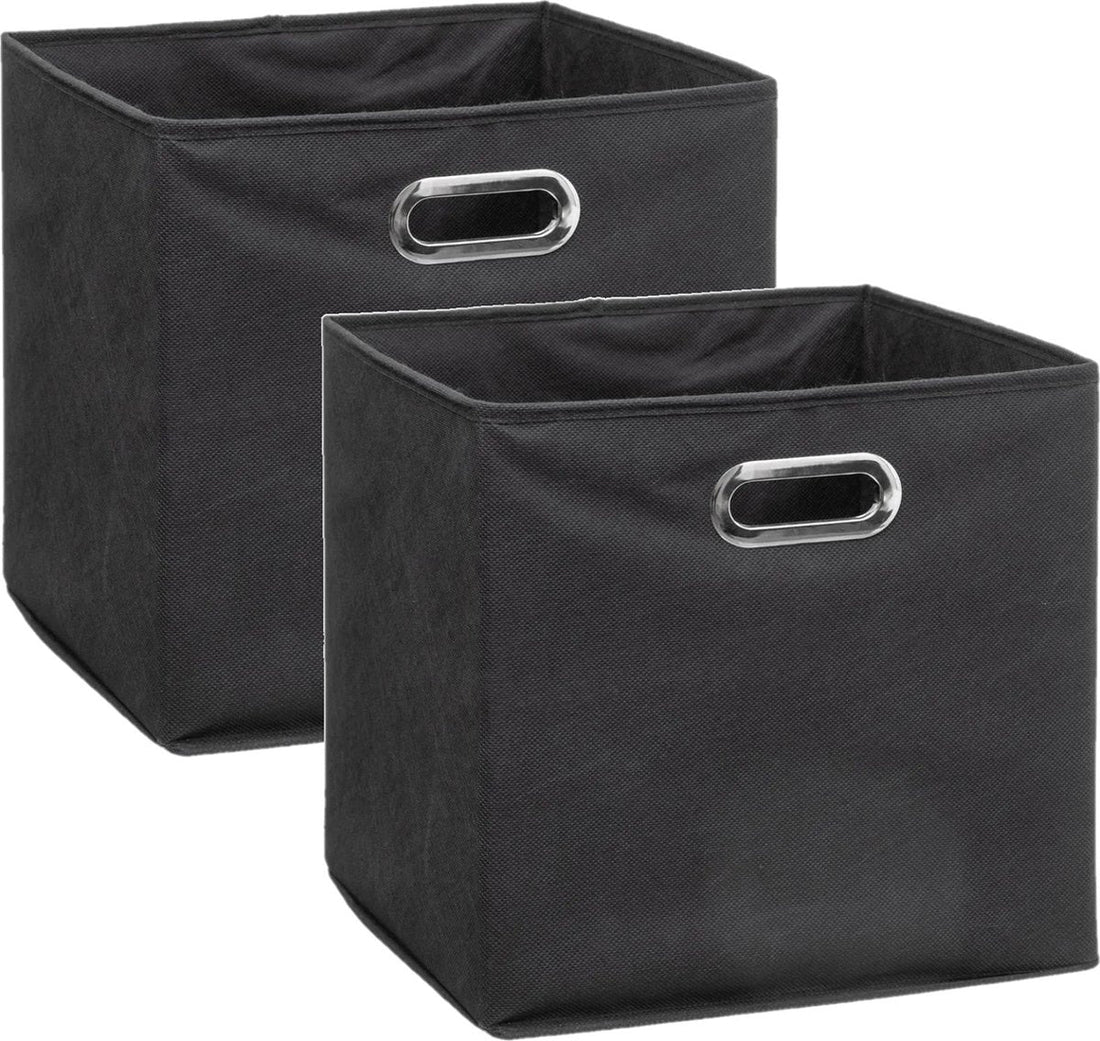 5Five Panier/bac de rangement gris foncé - Lot de 2 - Lin - 29 litres - 31 x 31 x 31 cm - Boîte de rangement - Paniers pour étagères