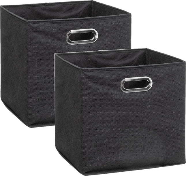 5Five Opbergmand/kastmand donkergrijs - Set van 2x stuks - linnen - 29 liter - 31 x 31 x 31 cm - Opbergbox - Vakkenkast manden