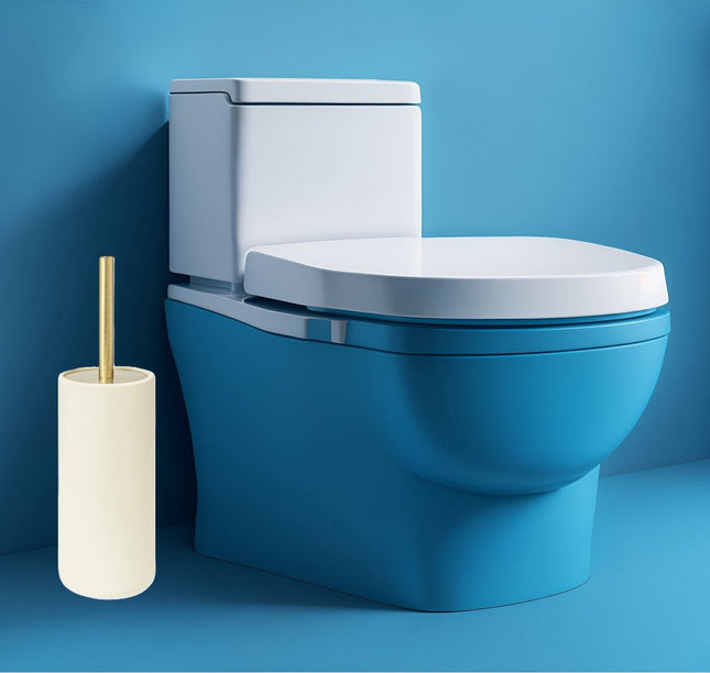 5Five Toiletborstel Savona in houder - kunststeen - ivoor - 10 x 35 cm - WC borstels - Modern - Luxe