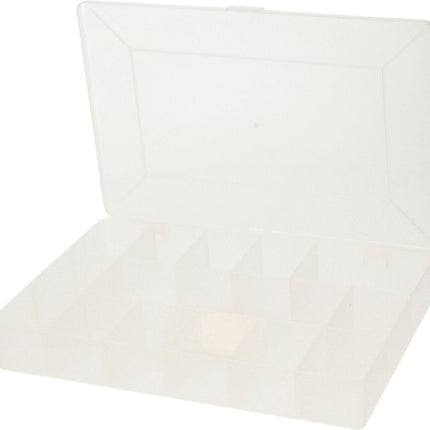 Five Opbergkoffertje/opbergdoos/sorteerbox - 14-vaks - kunststof - transparant - 27 x 18 x 4 cm