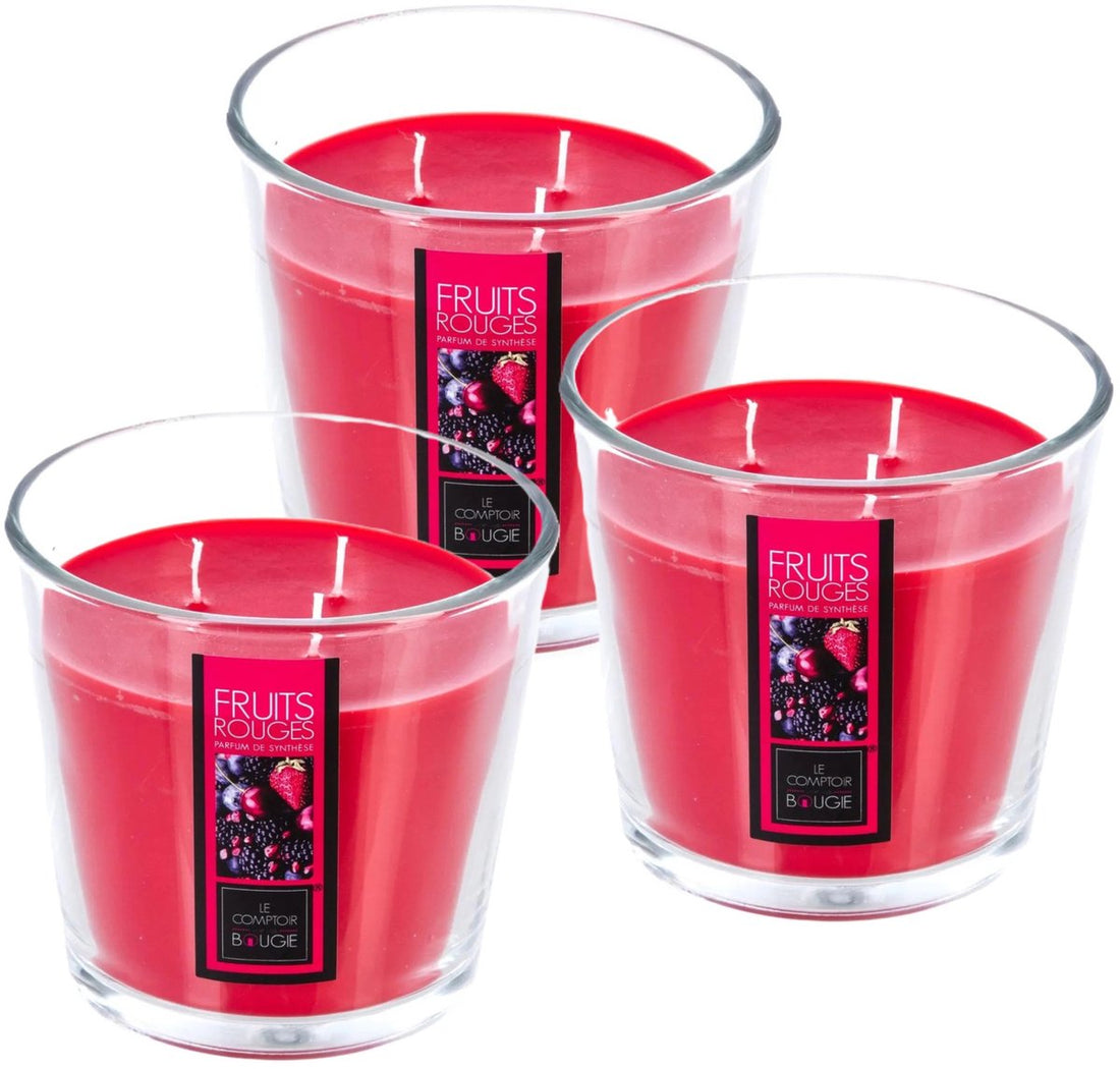 Atmosphera Bougies Parfumées - 3x - en verre - parfum fruits rouges - 40 heures de combustion - 13 x 12 cm - décoration d'intérieur - bougies parfumées