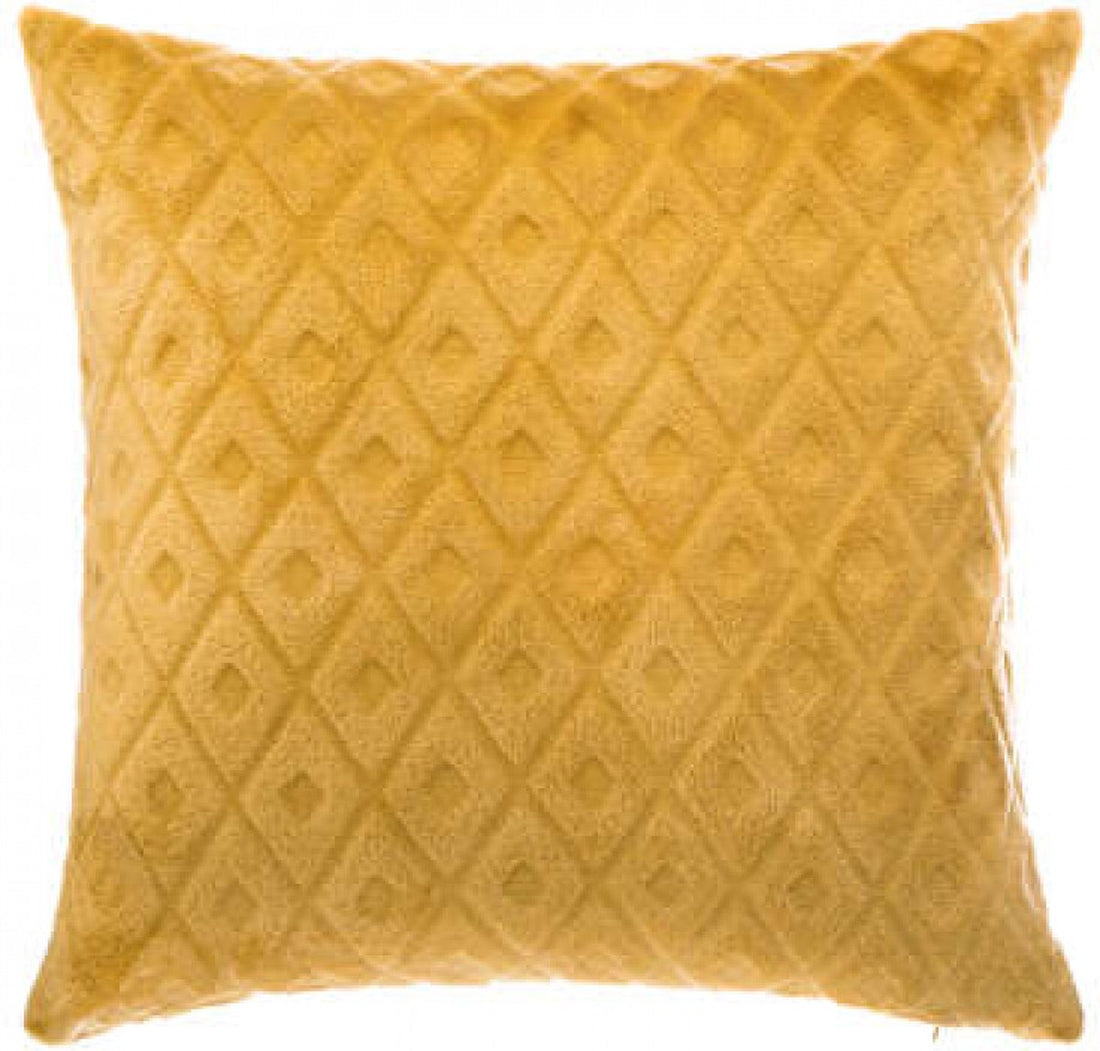Cushion - Decorative cushion - Comfort Above - Soft - Checked - Atmosphera Créateur d'intérieur® - Cushion Ochre Yellow with Palm leaf motif Sleek Design - 40x40cm