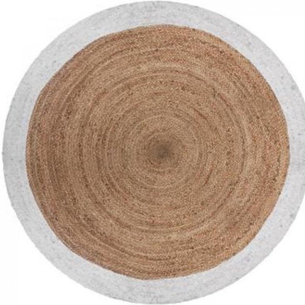 Jute Vloerkleed Met Witte Rand - ˜120 cm