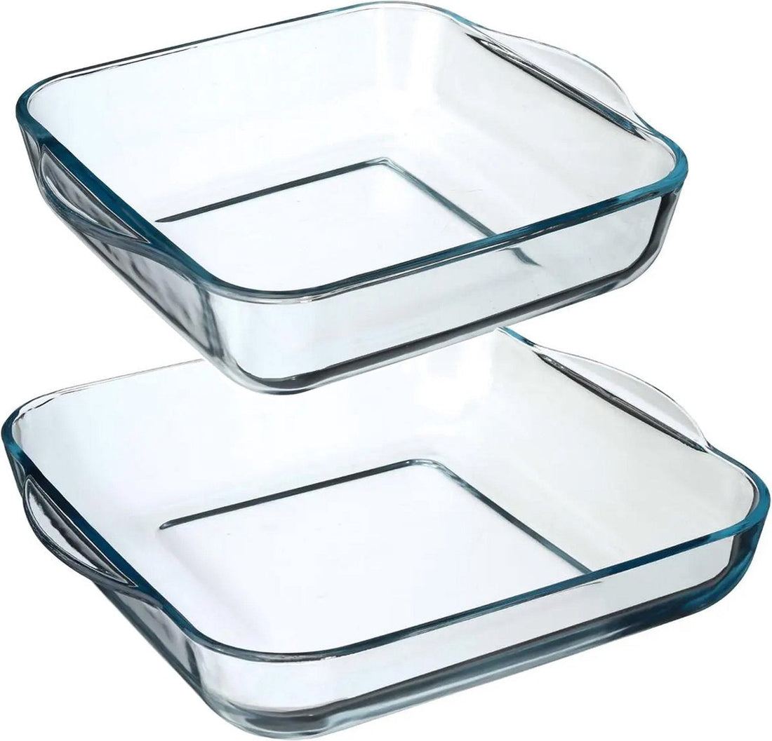 Secret de Gourmet Auflaufformen - quadratisch - Glas - 2x - Durchmesser 22/29 cm