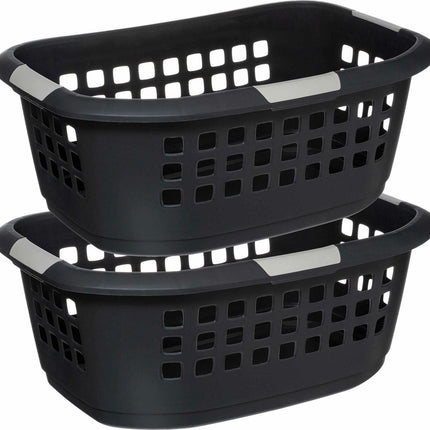 5Five Wasmand extra groot - 2x - antraciet - kunststof - 51 liter - 67 x 47 x 27 cm