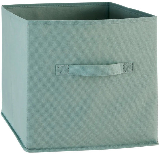5Five Opbergmand/kastmand Square Box - karton/kunststof - 29 liter - zeegroen - 31 x 31 x 31 cm - Vakkenkast manden